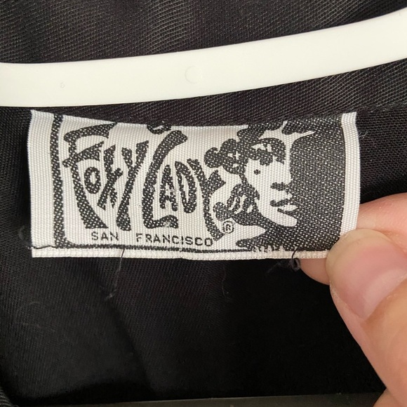 Vintage 1980’s Foxy Lady black cotton twill cinched waist pencil skirt Dress - Picture 5 of 15